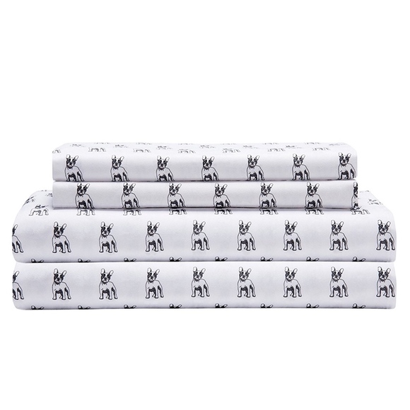 4pc QUEEN Sheet Set ◈ Frenchie - Picture 2 of 4